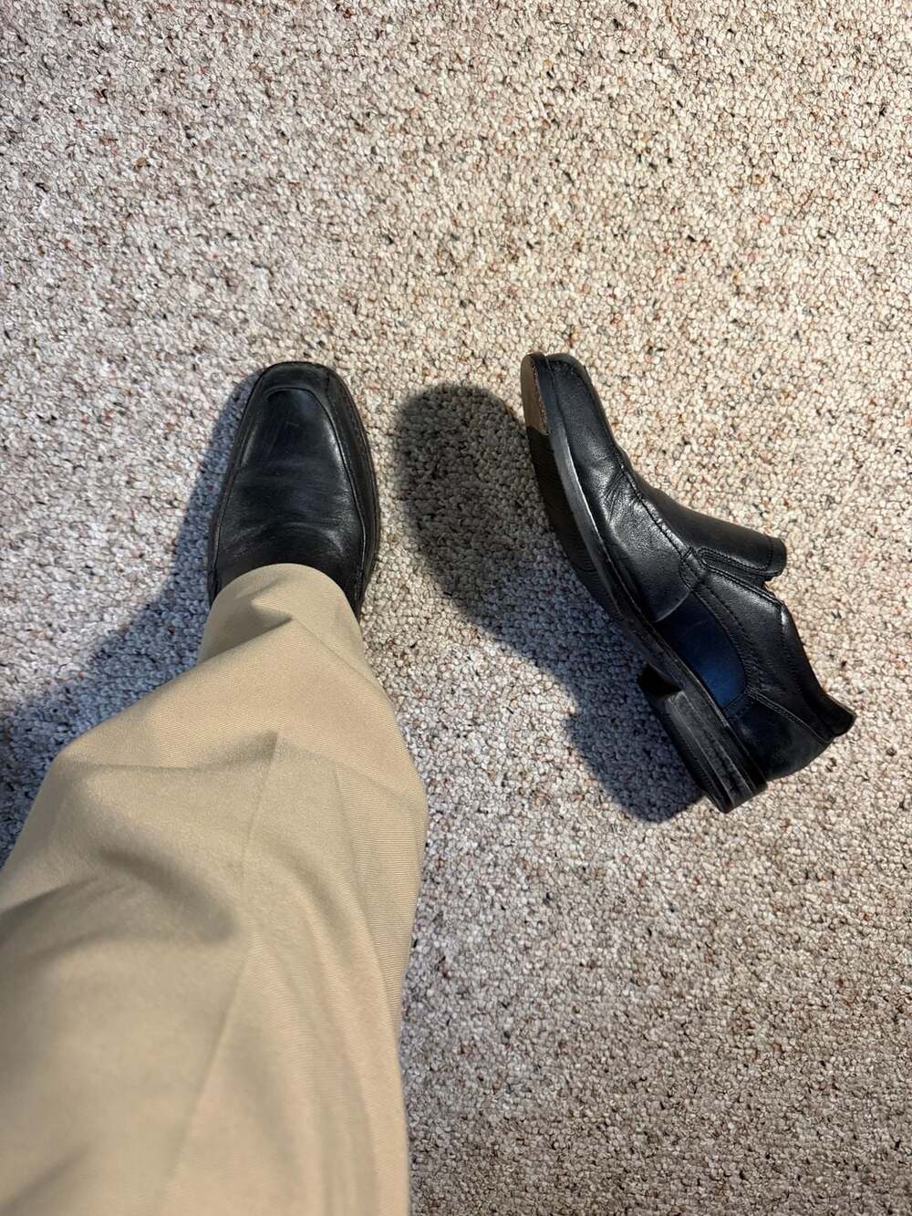 Johnston & Murphy Black Leather Bicycle Toe Slip-On Loafers